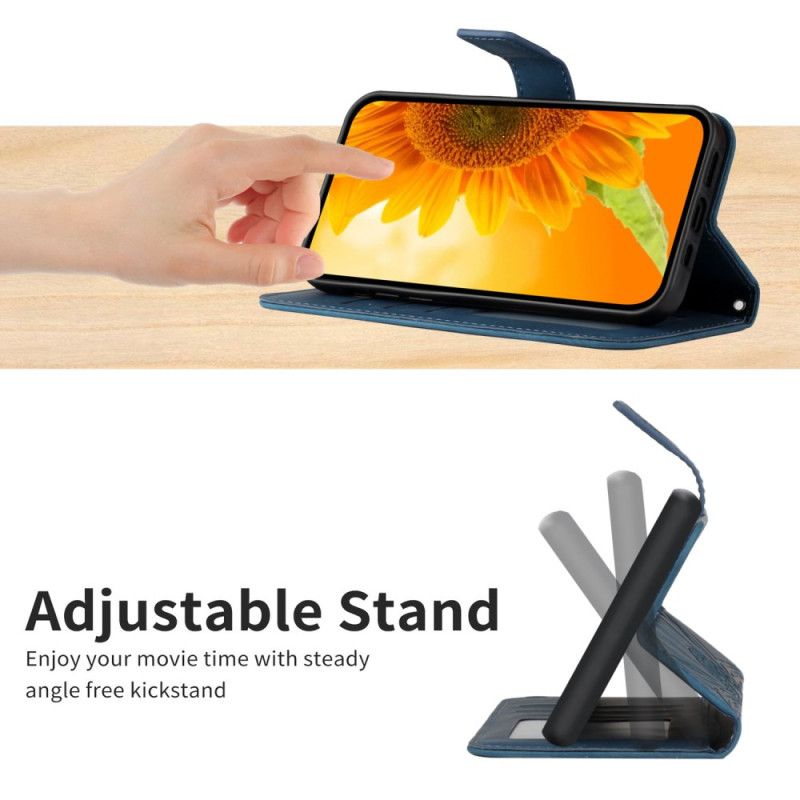 Folio Deksel Oppo Reno 13f 4g / 5g / 13 Fs 5g Solsikketrykk Med Stropp Beskyttelse Deksel