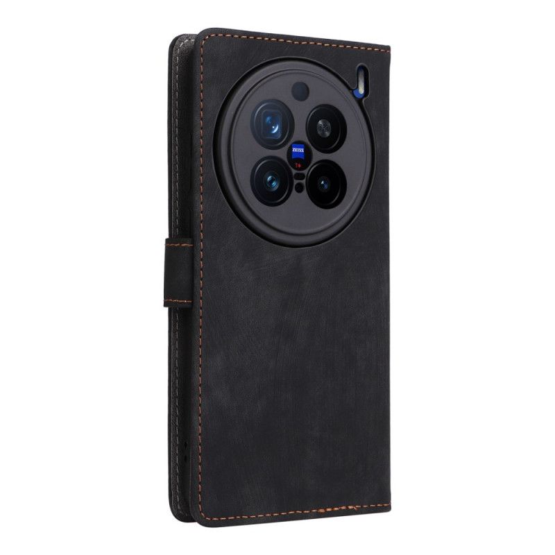 Folio Deksel Vivo X200 Pro Stropp I Semsket Skinneffekt