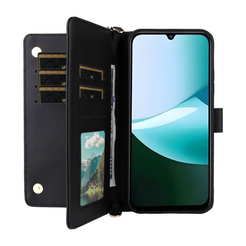 Folio Deksel Poco C85 Vattert Design Med Stropp Og Skulderstropp