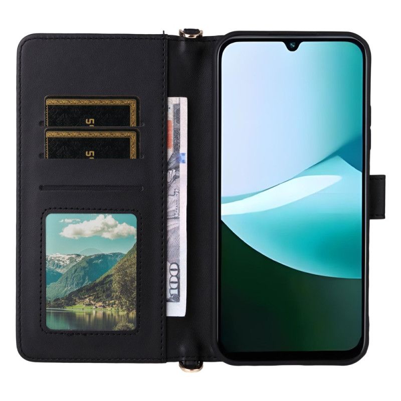 Folio Deksel Poco C85 Vattert Design Med Stropp Og Skulderstropp