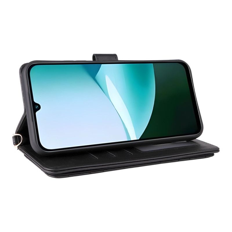 Folio Deksel Poco C85 Vattert Design Med Stropp Og Skulderstropp