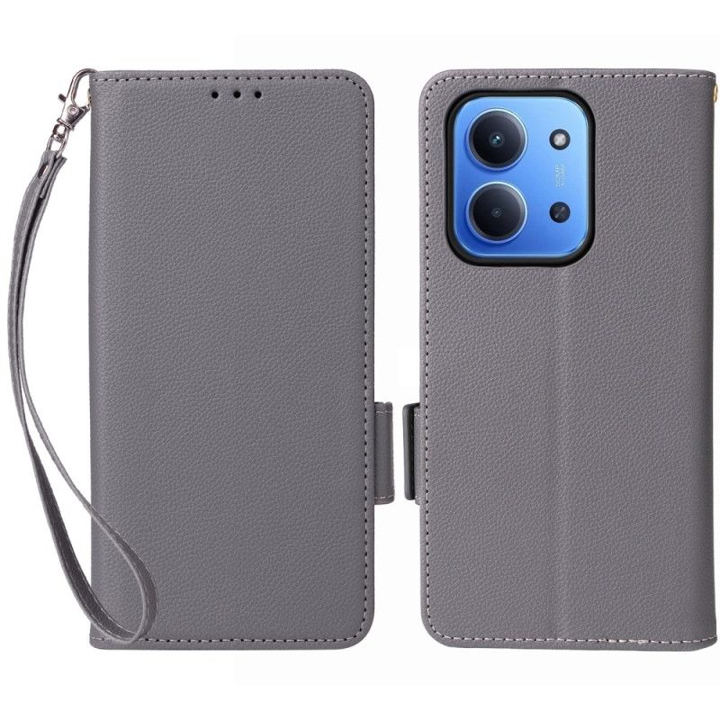 Folio Deksel Til Poco C85 Imitert Skinn Med Stropp