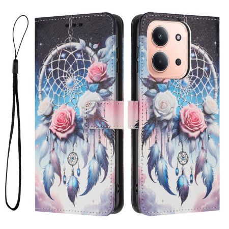 Lærdeksel Folio Deksel Poco C85 Mobildeksel Drømmefanger Og Roser