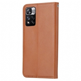 Lærdeksel Til Xiaomi Redmi Note 11 / Note 11S Stativveske Med Skinneffekt