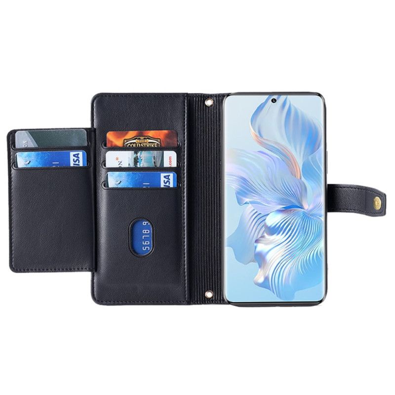 Lærdeksel Folio Deksel Honor Magic 6 Pro Mobildeksel Lommebok Med Reim Og Skulderreim