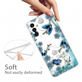 Deksel Til Samsung Galaxy A13 5G Blå Sommerfugler Og Blomster