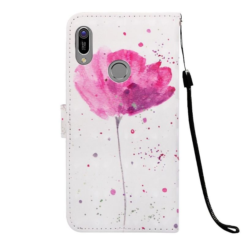 Folio Deksel Til Huawei Y6 2019 Med Kjede Rosa Blomst