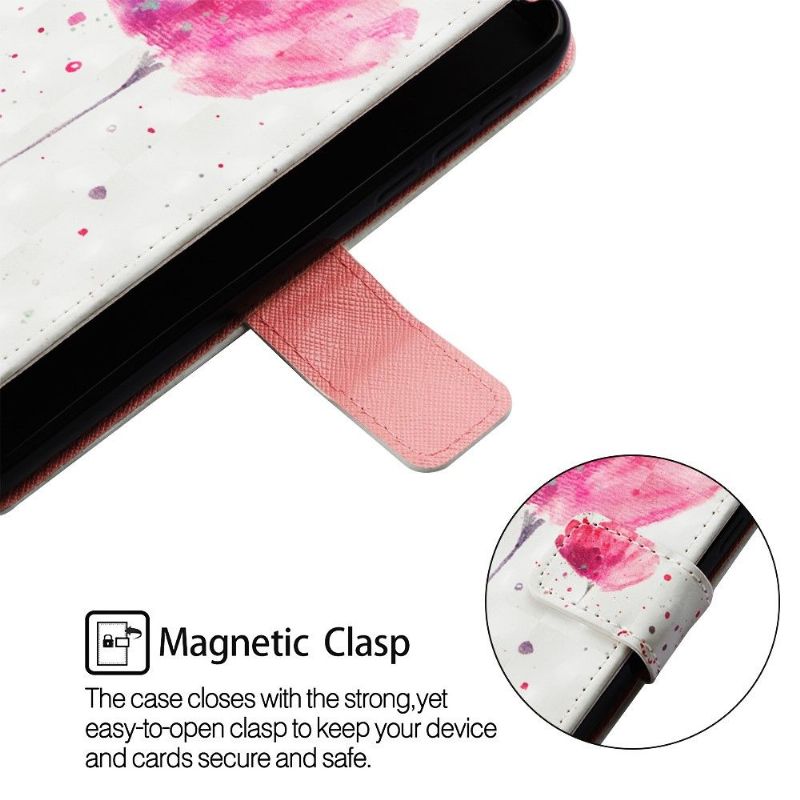 Folio Deksel Til Huawei Y6 2019 Med Kjede Rosa Blomst