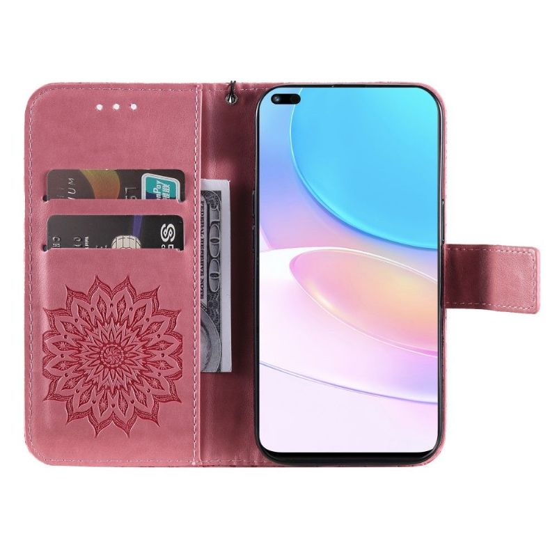 Folio Deksel Til Honor 50 Lite / Huawei Nova 8i Med Kjede Solsikke