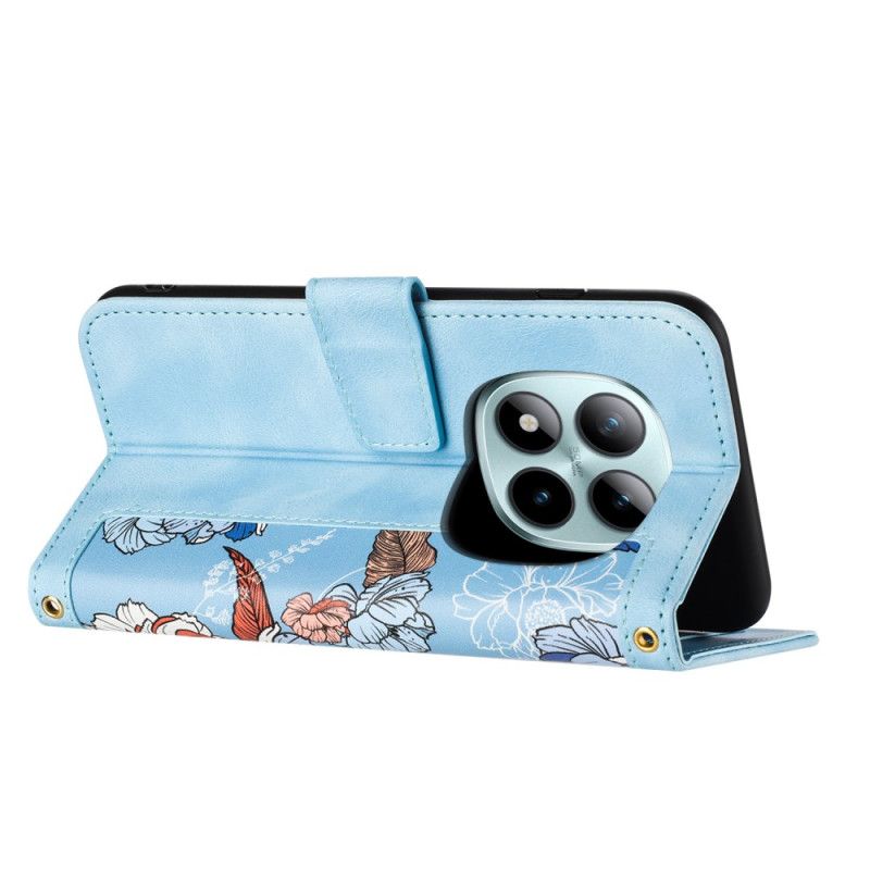 Folio Deksel Til Xiaomi Redmi Note 15 Pro 5g Blomstermønster Med Stropp