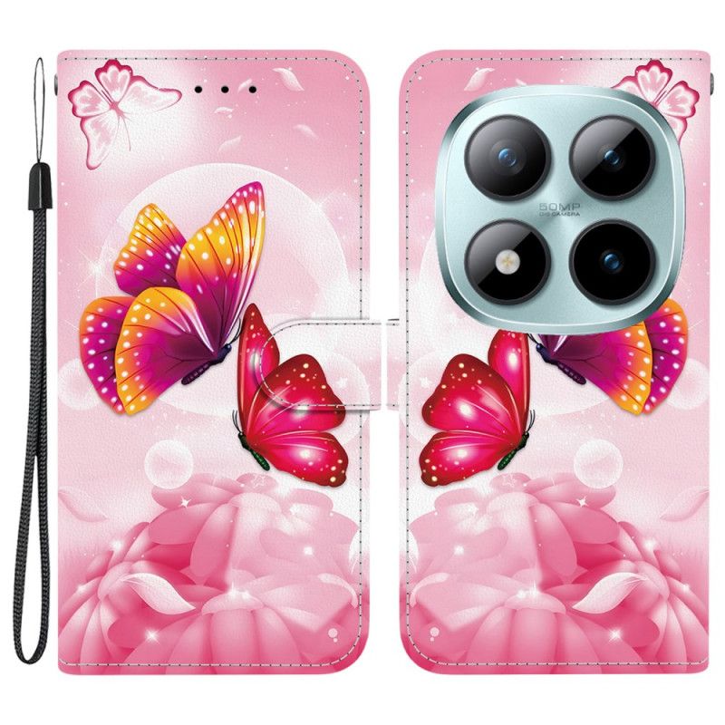 Folio Deksel Til Xiaomi Redmi Note 15 Pro 5g Rosa Sommerfugler