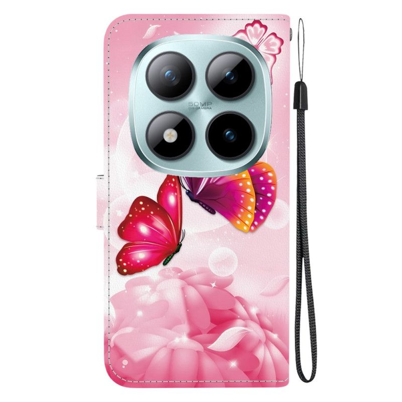 Folio Deksel Til Xiaomi Redmi Note 15 Pro 5g Rosa Sommerfugler