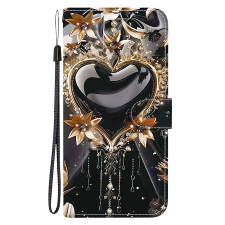 Folio Deksel Til Xiaomi Redmi Note 15 Pro 5g Svart Og Gullhjerte