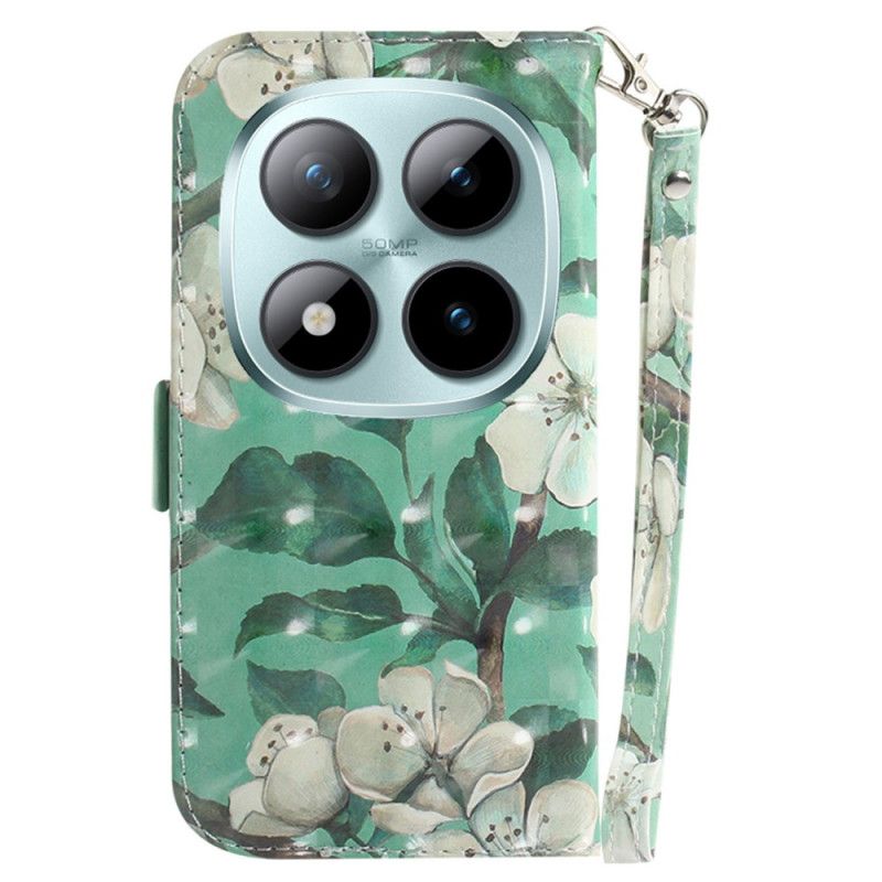 Folio Deksel Xiaomi Redmi Note 15 Pro 5g Akvarellblomster Med Stropper
