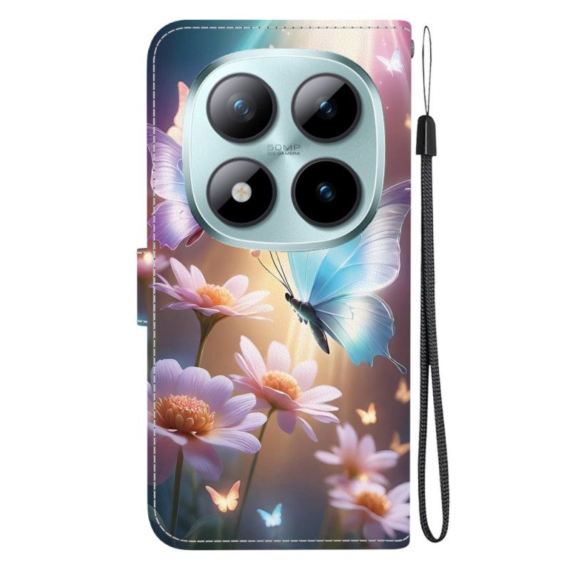Folio Deksel Xiaomi Redmi Note 15 Pro 5g Blomstersommerfugl