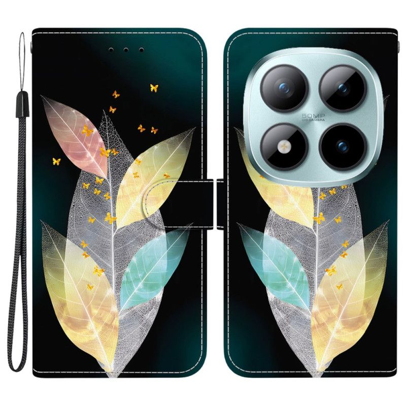 Folio Deksel Xiaomi Redmi Note 15 Pro 5g Fargerike Blader Beskyttelse Deksel