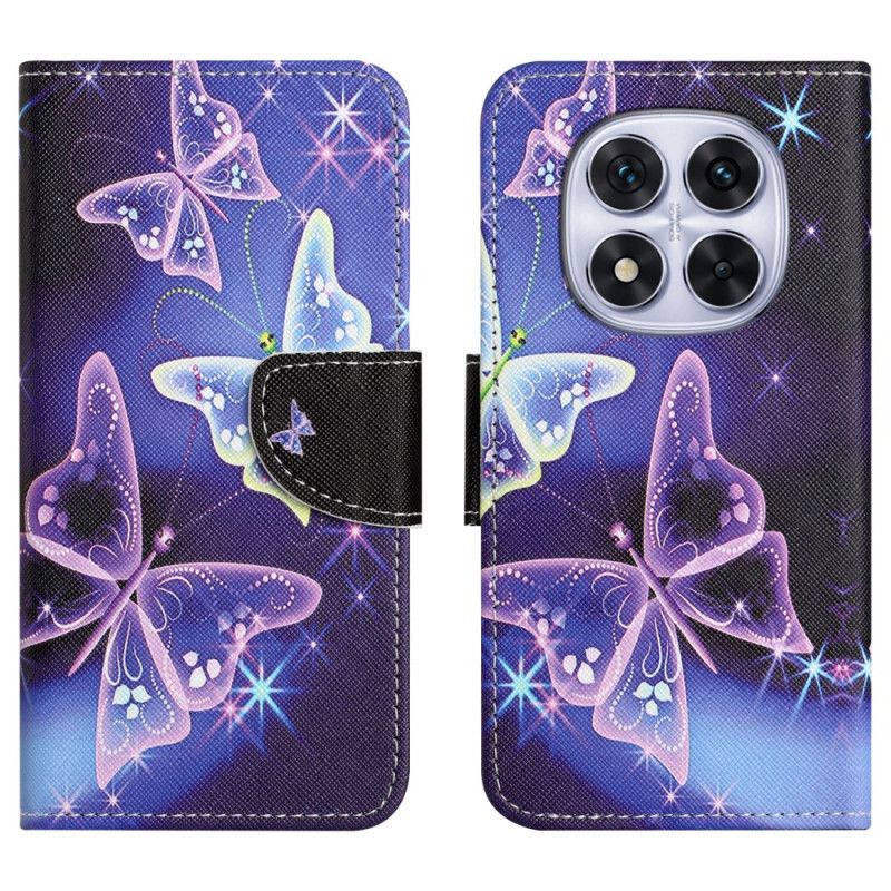 Folio Deksel Xiaomi Redmi Note 15 Pro 5g Glitrende Sommerfugler