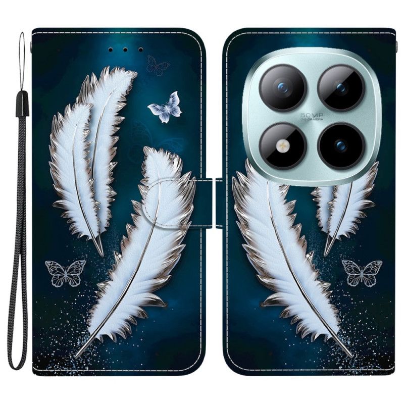 Folio Deksel Xiaomi Redmi Note 15 Pro 5g Hvite Fjær