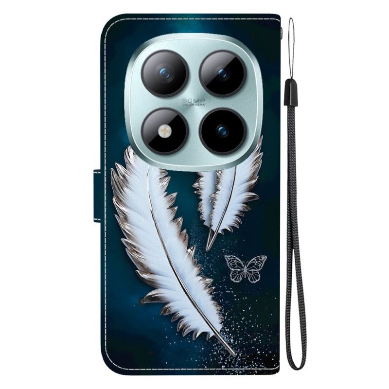 Folio Deksel Xiaomi Redmi Note 15 Pro 5g Hvite Fjær