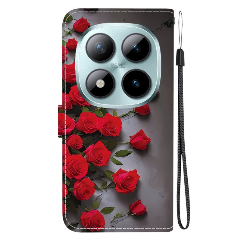 Folio Deksel Xiaomi Redmi Note 15 Pro 5g Røde Roser Beskyttelse Deksel