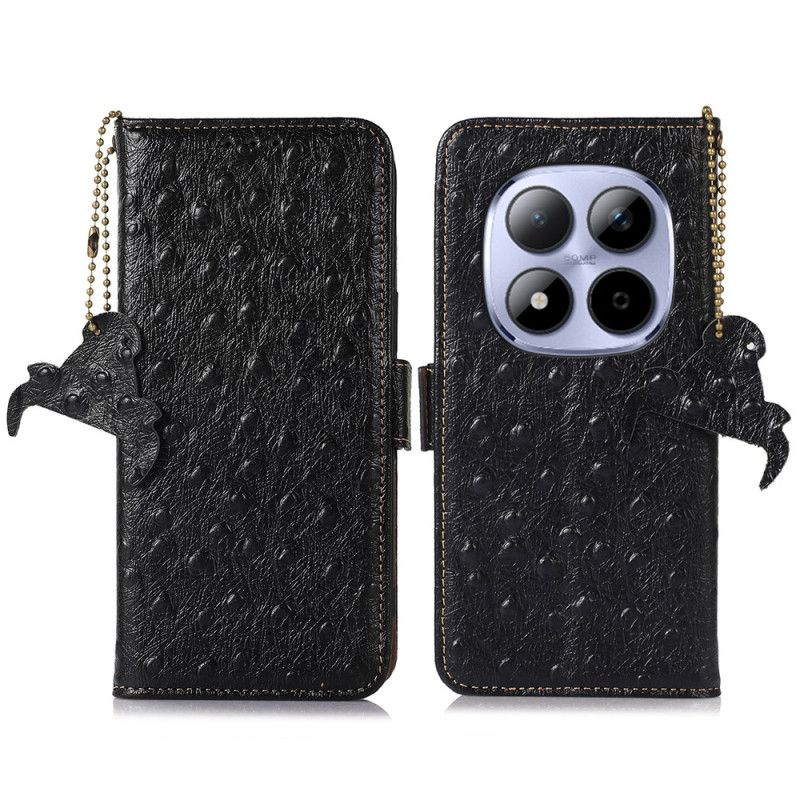 Folio Deksel Xiaomi Redmi Note 15 Pro 5g Teksturert Ekte Lær Beskyttelse Deksel