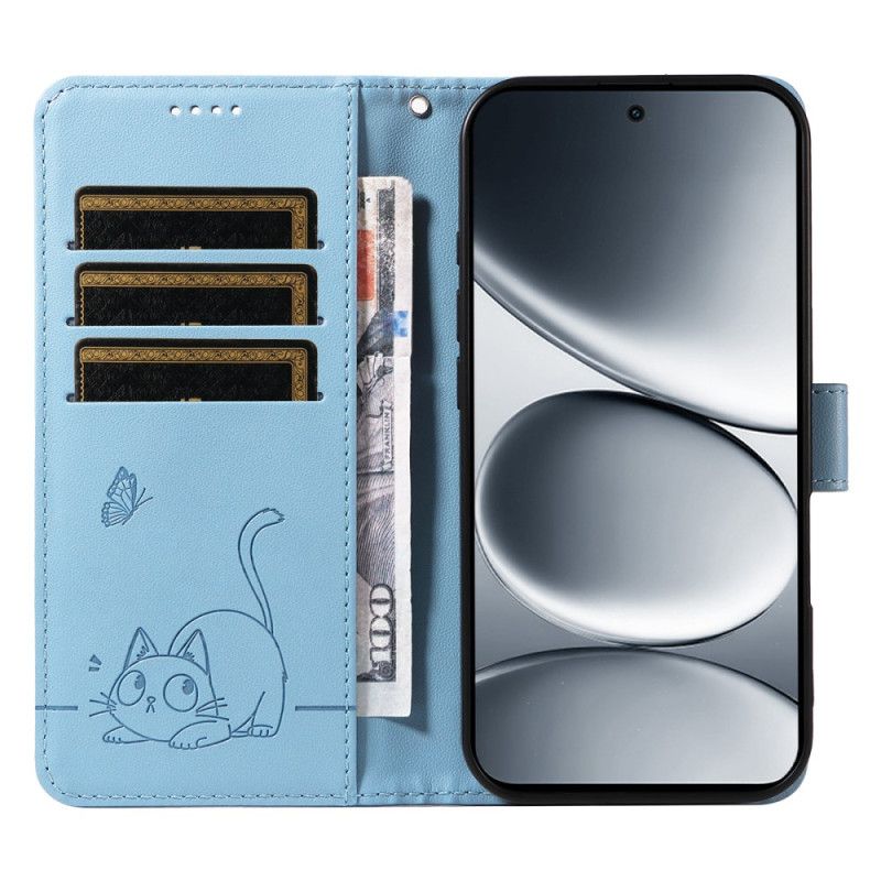 Lærdeksel Folio Deksel Xiaomi Redmi Note 15 Pro 5g Mobildeksel Kattegrafikk