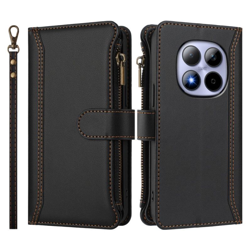 Lærdeksel Folio Deksel Xiaomi Redmi Note 15 Pro 5g Mobildeksel Lommebok Med 9 Kortspor