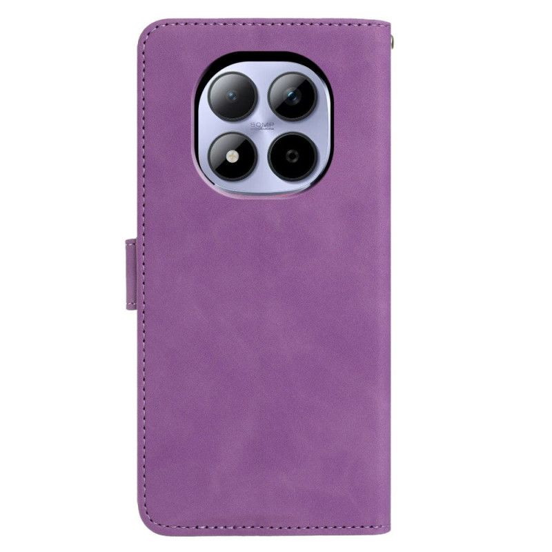 Lærdeksel Folio Deksel Xiaomi Redmi Note 15 Pro 5g Mobildeksel Sommerfugl- Og Blomstermønster