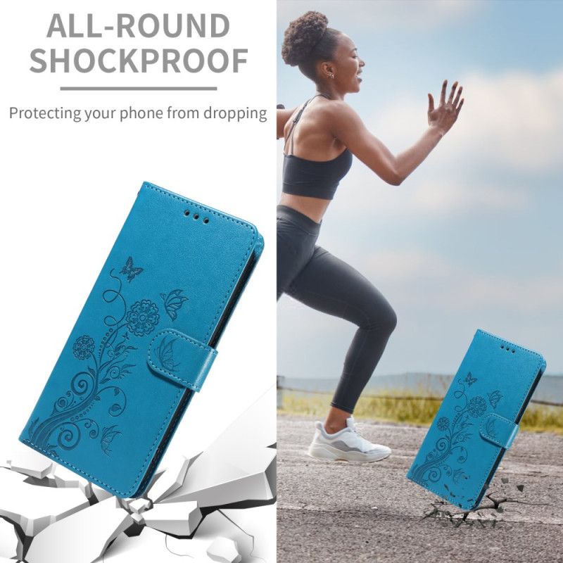 Lærdeksel Folio Deksel Xiaomi Redmi Note 15 Pro 5g Mobildeksel Sommerfugler Og Blomster