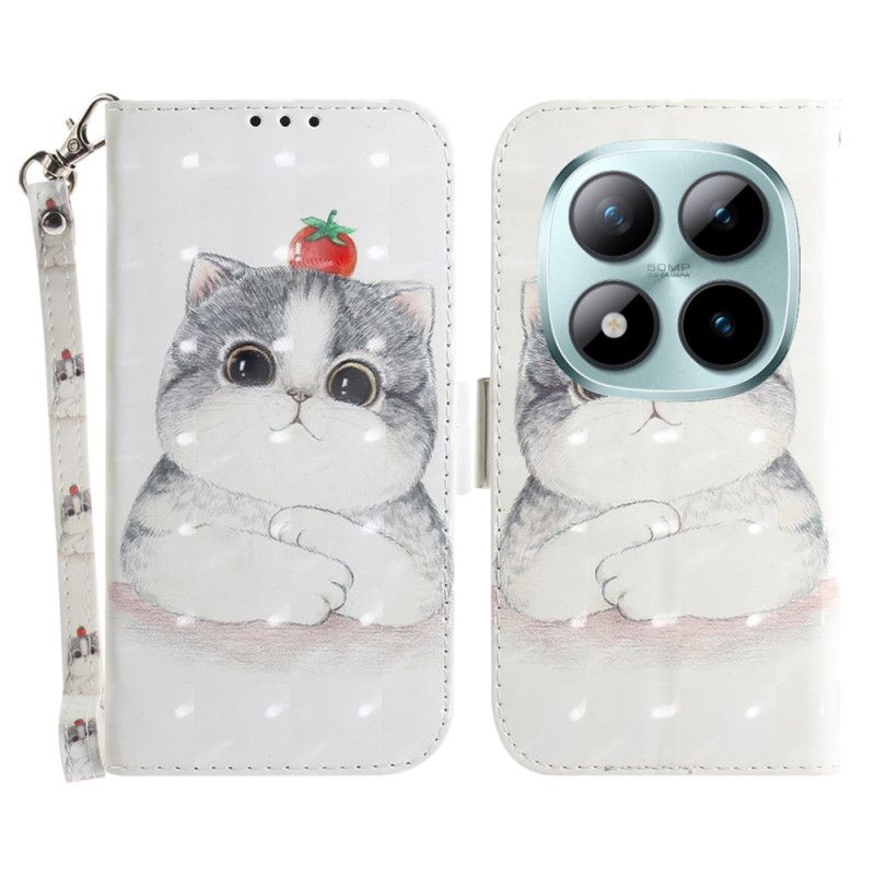 Lærdeksel Folio Deksel Xiaomi Redmi Note 15 Pro 5g Mobildeksel Søt Katt Med Stropper