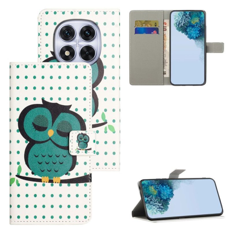 Lærdeksel Folio Deksel Xiaomi Redmi Note 15 Pro 5g Mobildeksel Sovende Ugle