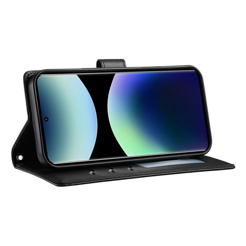 Lærdeksel Folio Deksel Xiaomi Redmi Note 15 Pro 5g Mobildeksel Vattert Med Stropper