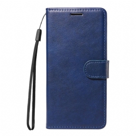 Folio Deksel Til Xiaomi Redmi Note 14 4g Ensfarget Imitert Skinn Med Stropp