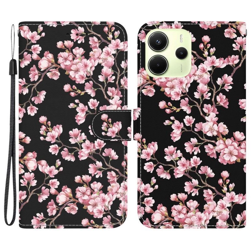 Folio Deksel Til Xiaomi Redmi Note 14 4g Plommeblomster
