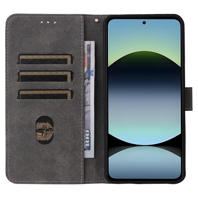 Folio Deksel Til Xiaomi Redmi Note 14 4g Rfid-beskyttelse Semsket Skinneffekt Med Stropp