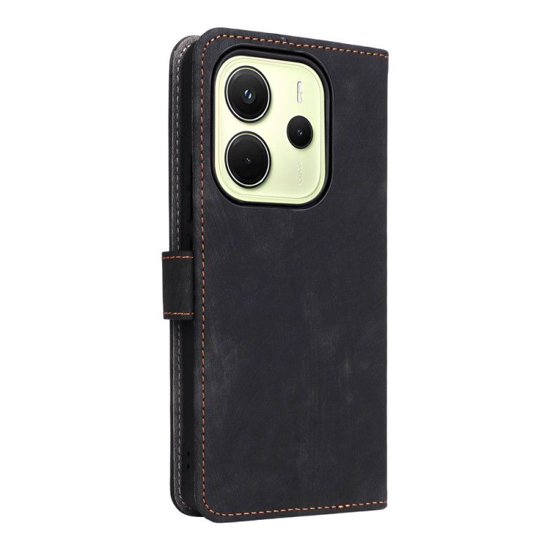 Folio Deksel Til Xiaomi Redmi Note 14 4g Rfid-beskyttelse Semsket Skinneffekt Med Stropp