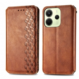 Folio Deksel Til Xiaomi Redmi Note 14 4g Vintage Skinneffekt Med Diamantmønster