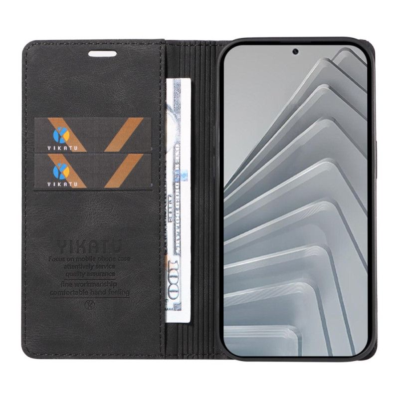 Folio Deksel Til Xiaomi Redmi Note 14 4g Ykatu Brun Semsket Skinneffekt