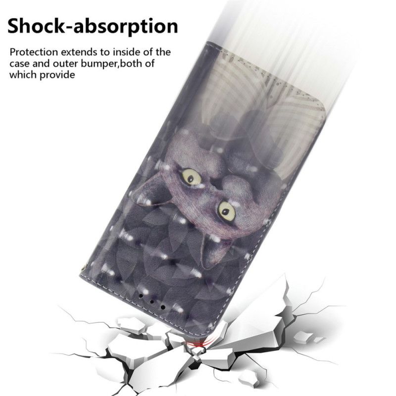 Folio Deksel Xiaomi Redmi Note 14 4g Grå Katt Med Stropp Beskyttelse Deksel