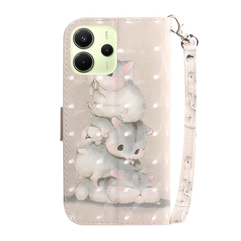 Folio Deksel Xiaomi Redmi Note 14 4g Hamstere Med Stropp