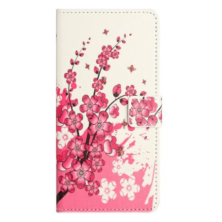Folio Deksel Xiaomi Redmi Note 14 4g Plommeblomster Beskyttelse Deksel