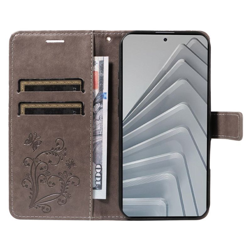 Lærdeksel Folio Deksel Xiaomi Redmi Note 14 4g Kjempesommerfugler