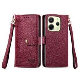 Lærdeksel Folio Deksel Xiaomi Redmi Note 14 4g Lommebok Med Hjertedesign