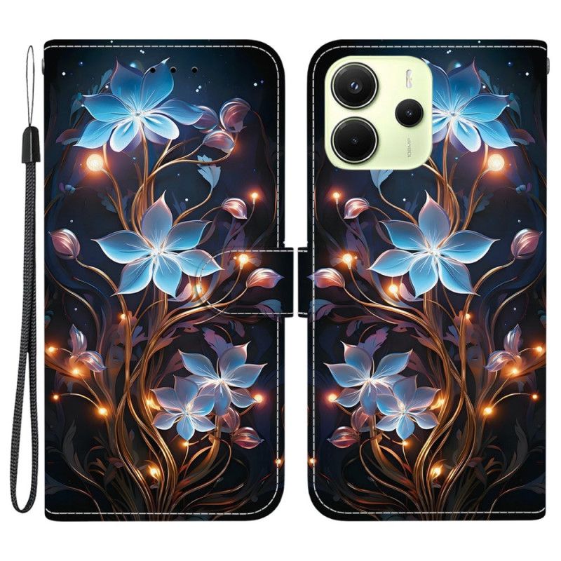 Lærdeksel Folio Deksel Xiaomi Redmi Note 14 4g Mobildeksel Blomstermønster