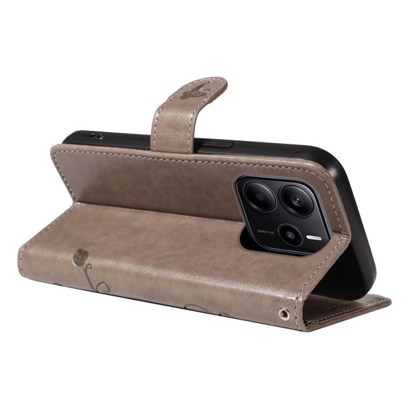 Lærdeksel Folio Deksel Xiaomi Redmi Note 14 4g Mobildeksel Blomstermønstre