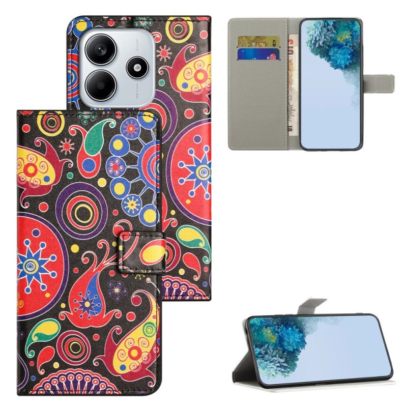 Lærdeksel Folio Deksel Xiaomi Redmi Note 14 4g Mobildeksel Galaksemønster