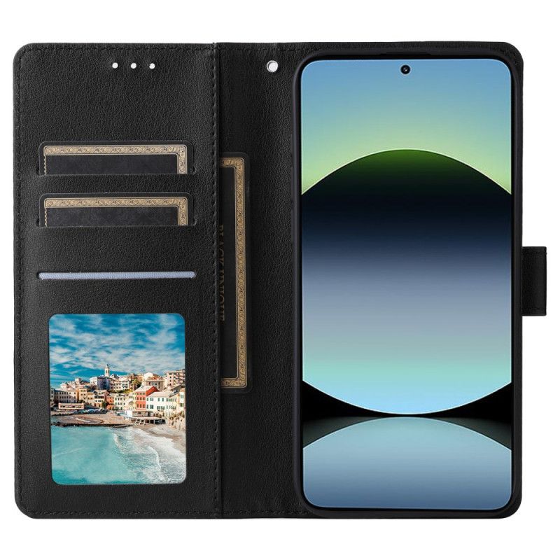 Lærdeksel Folio Deksel Xiaomi Redmi Note 14 4g Mobildeksel Imitert Skinn