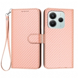 Lærdeksel Folio Deksel Xiaomi Redmi Note 14 4g Mobildeksel Karbonfiber