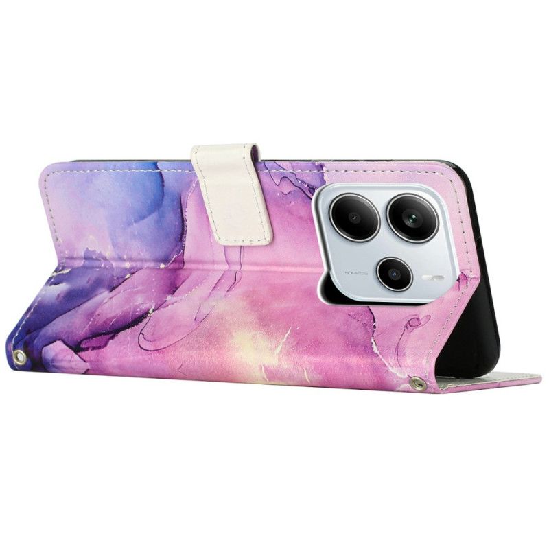 Lærdeksel Folio Deksel Xiaomi Redmi Note 14 4g Mobildeksel Marmorert Effekt