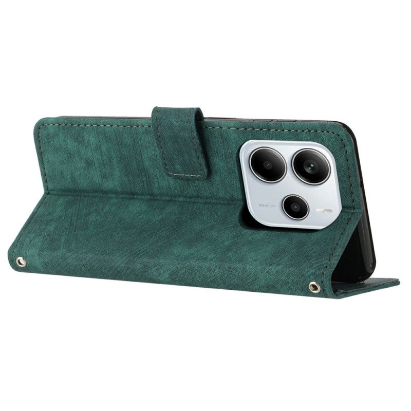 Lærdeksel Folio Deksel Xiaomi Redmi Note 14 4g Mobildeksel Retro Linjedesign